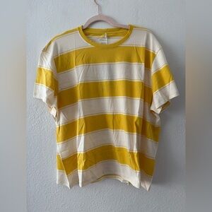 Everlane Yellow and Cream Striped Boxy Tee Organic Cotton Size XXXL
